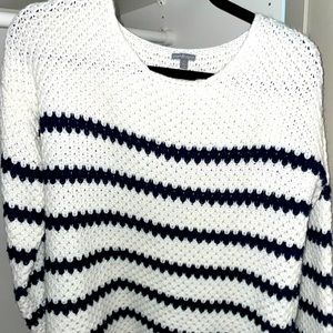 Navy Blue & White Striped Sweater